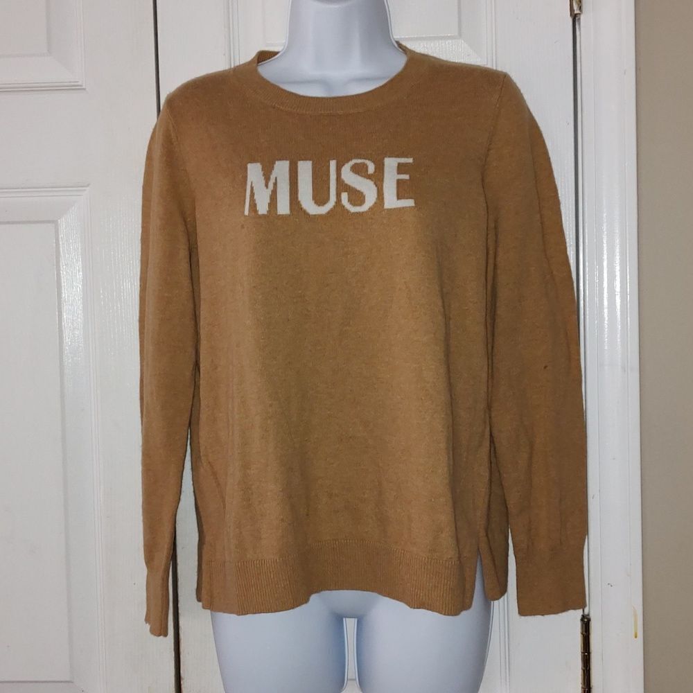 Court & Rowe Tan “Muse” Crew Neck wool blend Sweater SZ M